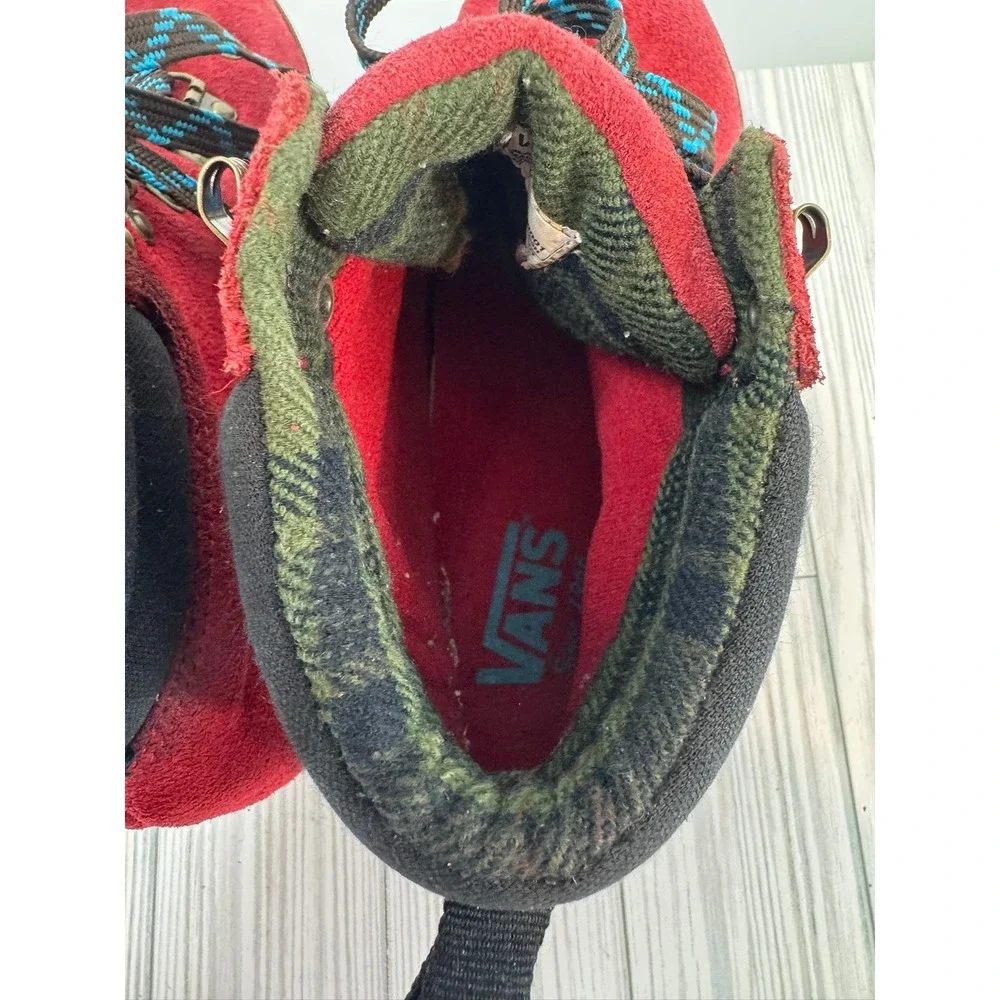 Vans‎ V7064 Red Suede Hiking Boots Men's 7 Women's 8.5 Reverse Waffle Sole